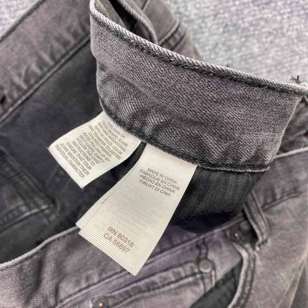 Lucky Brand 221 Original‎ Straight Grey Jeans Mens Sz 36 Grunge Retro Western